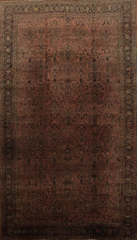 Pre-1900 Antique Sarouk Persian Large Rug 14x23