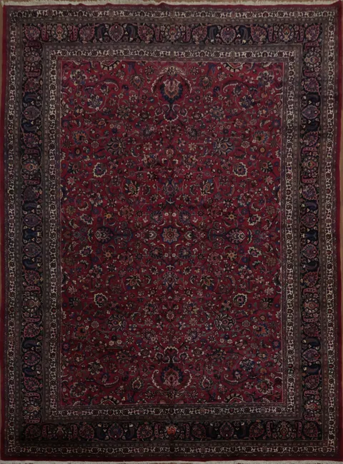 Vegetable Dye Mashad Persian Large Rug 12x16