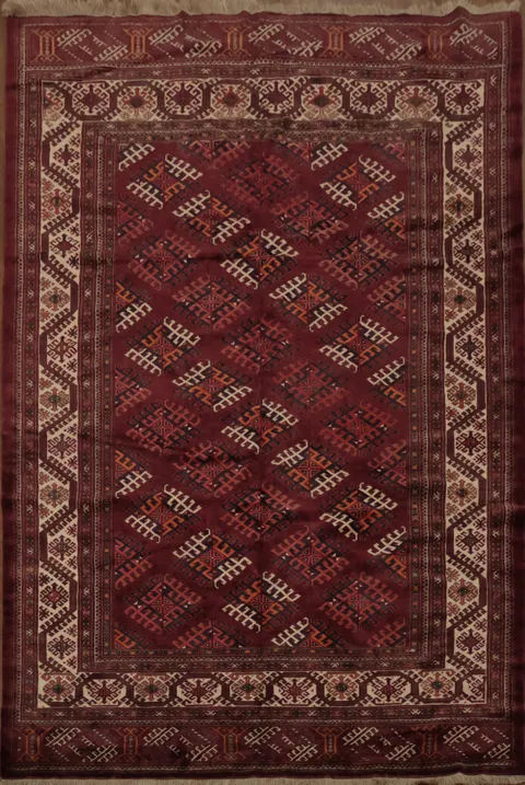 Elegant Red Bokhhra Turkoman Persian Area Rug 8x11