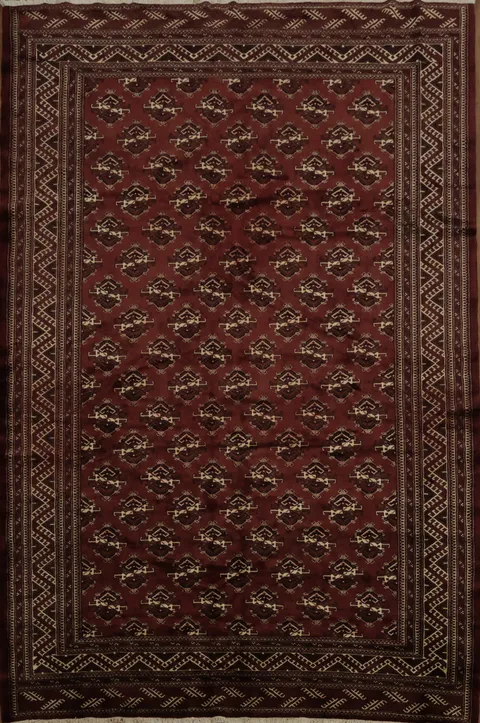 Luxurious Scarlet Turkoman Persian Rug, Perfect for Sophisticated Living 8x12