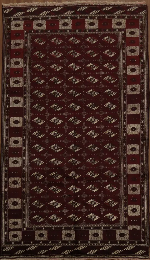 Deep Red Turkoman Persian Area Rug 7x12