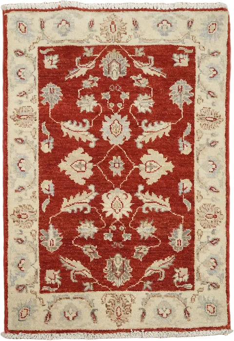 Traditional Red and Beige Peshawar Foyer Rug 2x3