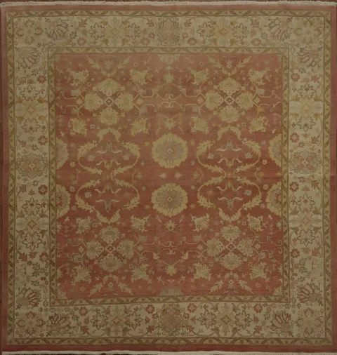 Decorative Rug Featuring Detailed Patterns in Rust and Beige Ziegler Square 8x8