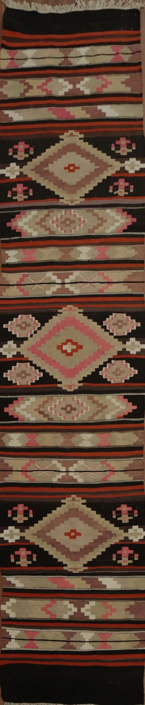 South-western Design Kilim Turkish Flat-Woven Runner Rug 3x13