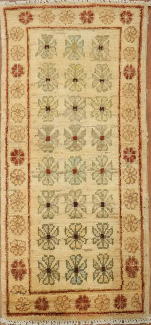 Handcrafted Turkish Peshawar Narrow Rug with Intricate Floral Design 2x3