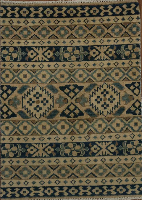 Vintage Style Rug with Intricate Patterns and Geometric Designs 2x3