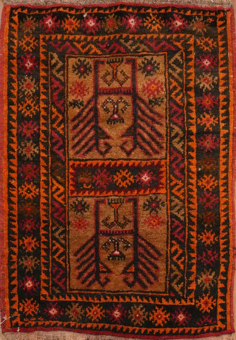 Geometric Balouch Afghan Tribal Square Rug 2x2