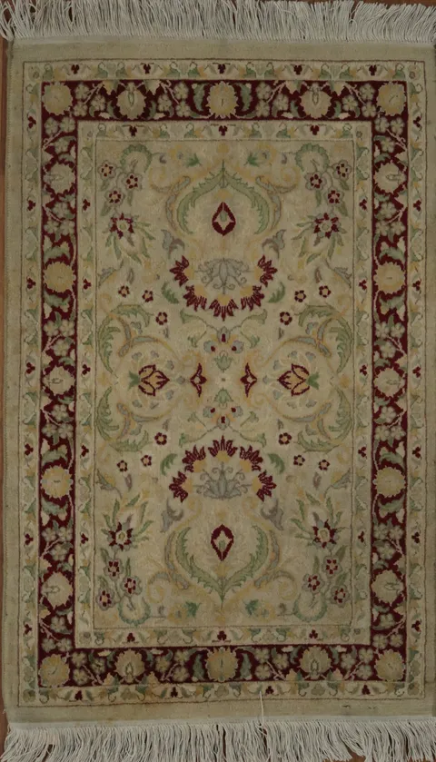 Beige and Burgundy Ziegler Floral Accent Rug 2x3