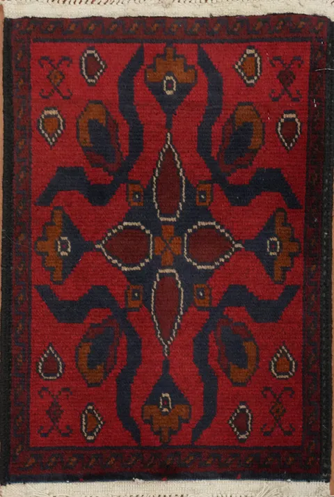 Anatolian Turkish Red and Navy Blue Rug 1x2