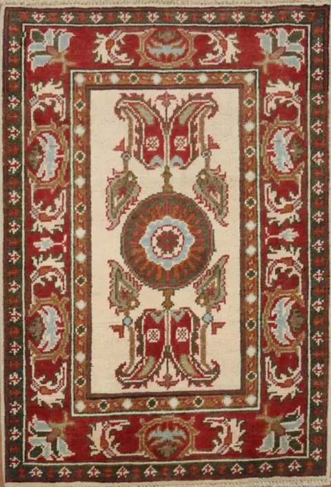 Luxury Red and Beige Kazak Foyer Rug 2x3