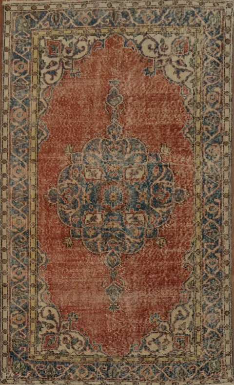 distressed Anatolian Turkish Rug 4x7