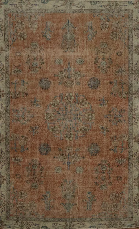 Traditional Turkish-Inspired Rug 6x9 Distressed
