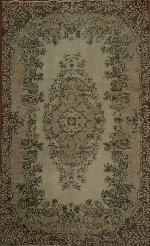 Elegant Vintage Floral Patterned Rug 5x9