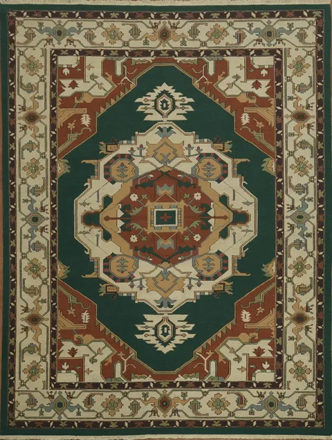 Elegant Oriental Green Heriz Sumak Chinese Area Rug 9x12