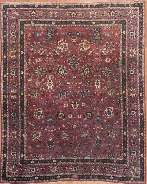 Antique Vegetable Dye Mashad Persian Area Rug 9x11