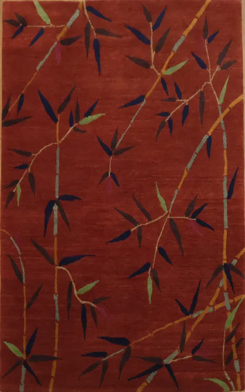 Stylish Rust Nepalese Oriental Area Rug 6x9