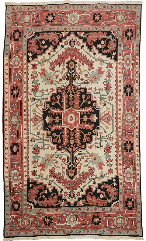 Vintage Style Area Rug in Bold Red and Earthy Tones 9x12