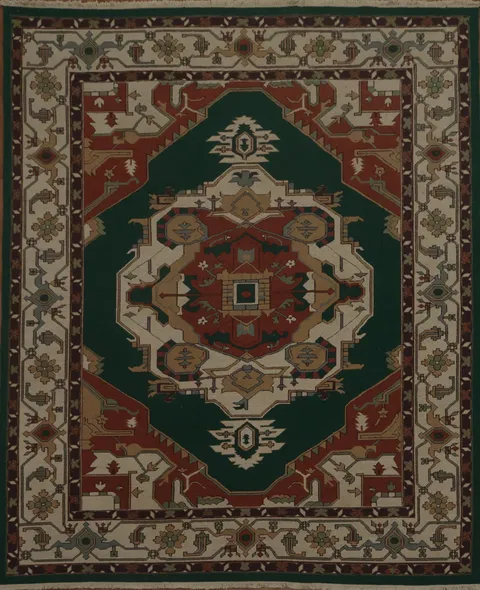 Elegant Geometric Patterns Sumak Chinese Heriz Area Rug 8x10