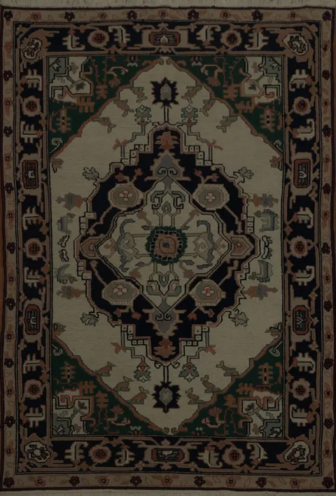 Ornate Handwoven Sumak Chinese Rug 4x6
