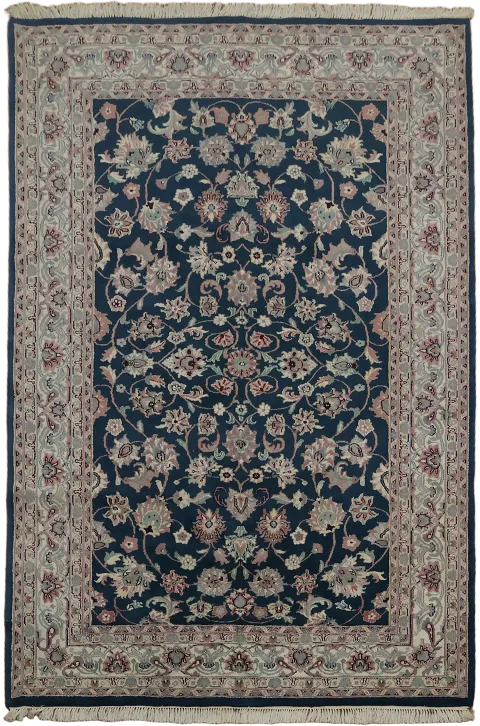 Classic Blue and Beige Kashan Oriental Area Rug 6x9