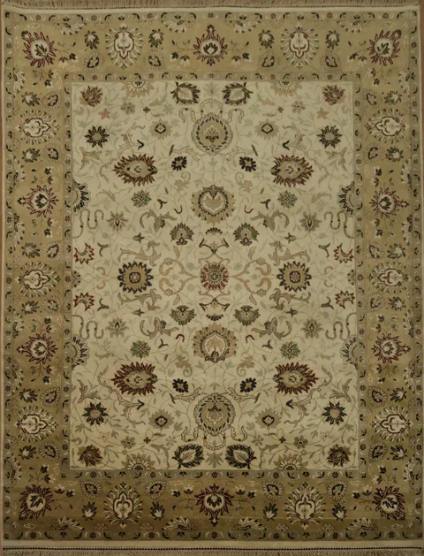 Sophisticated Beige Agra Oriental Area Rug 8x11