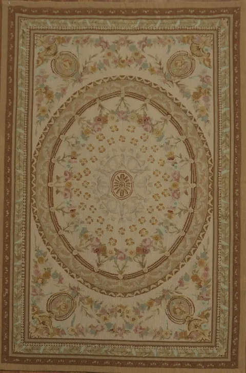 Floral Aubusson Tapestry Needlepoint Chinese Rug 4x6