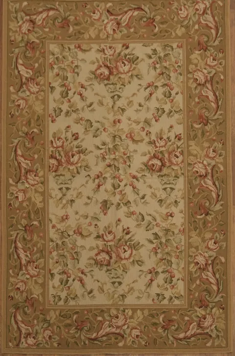 Floral Aubusson Tapestry Needlepoint Chinese Rug 4x6