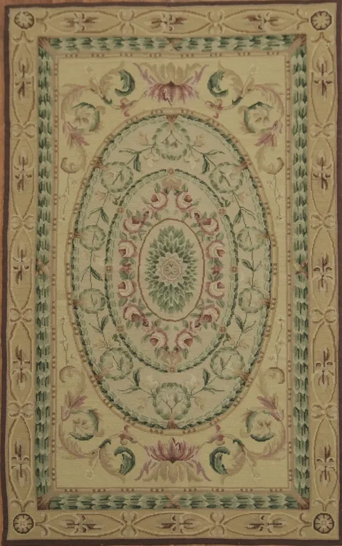 Beige Floral Aubusson Tapestries Chinese Rug 3x5
