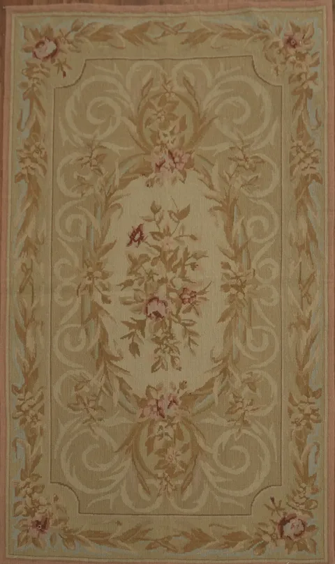 Elegant Floral Swirls Aubusson Tapestries Chinese Rug 3x5