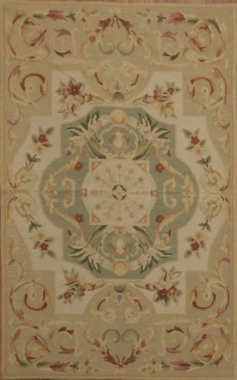 Timeless Sophistication: Victorian-Inspired Aubusson Tapestries Patterned Rug 3x4