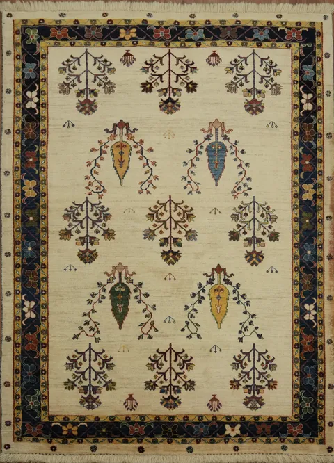 Luxurious Woven Vegetable Dye Gabbeh Persian Rug 5x7