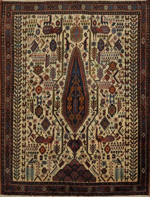 Vibrant Trible Vegetables Dye 4x6 Shiraz Persian Rug 4x6
