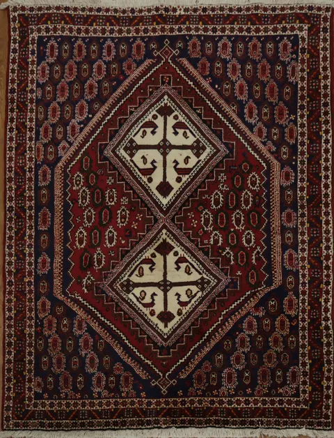 Timeless Geometric Pattern Vegetable Dye Sirjan Persian Rug 4x6