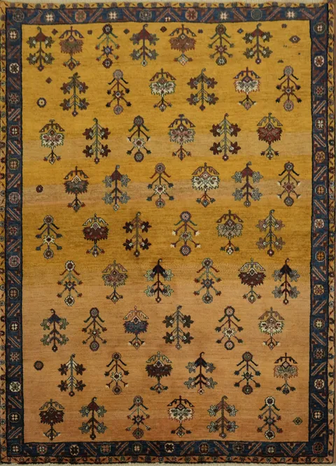 Garden Blossom Vegetable Dye Gabbeh Persian Rug 5x7