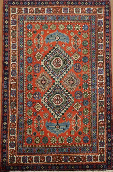 Elegant Red Tribal Vegetable Dye Yalameh Persian Rug 5x7