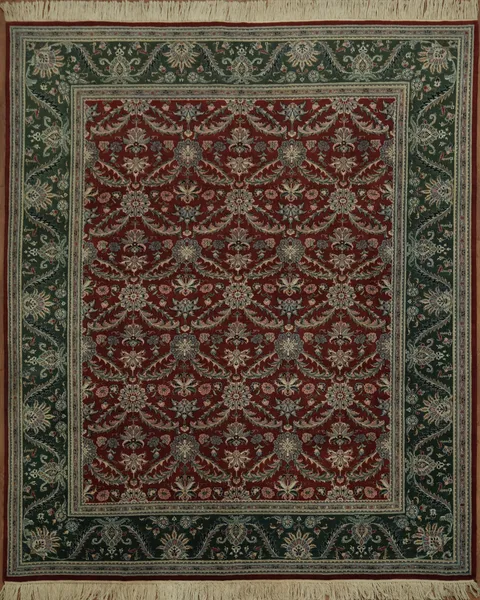 Classic Red and Green Rug with Elegant Botanical Design Details 8x10