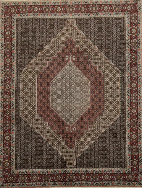 Intricate Geometric Design Vegetable Dye Bidjar Persian Area Rug 8x11