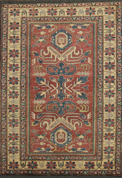 Authentic Oriental Vegetable Dye Super Kazak Oriental Rug 4x6