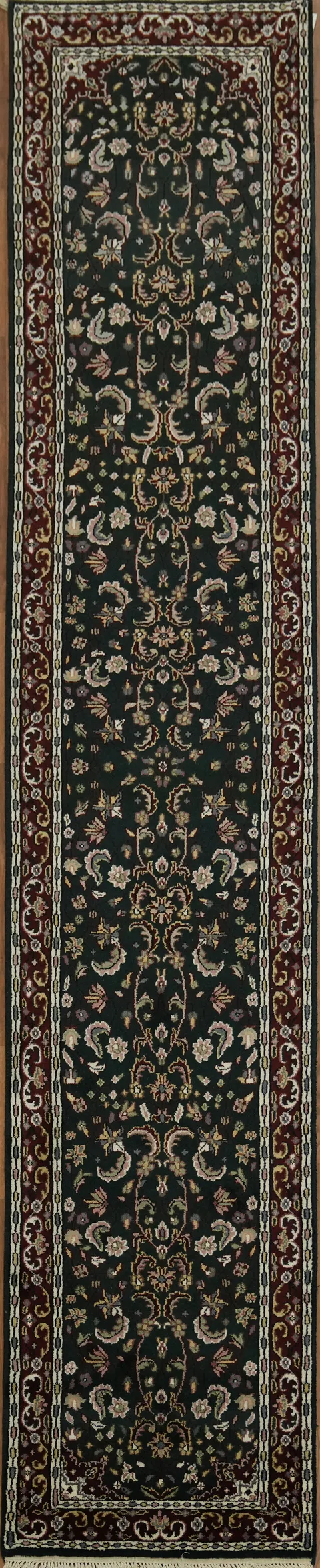Elegant Black Kashan Oriental Runner Rug 2x12