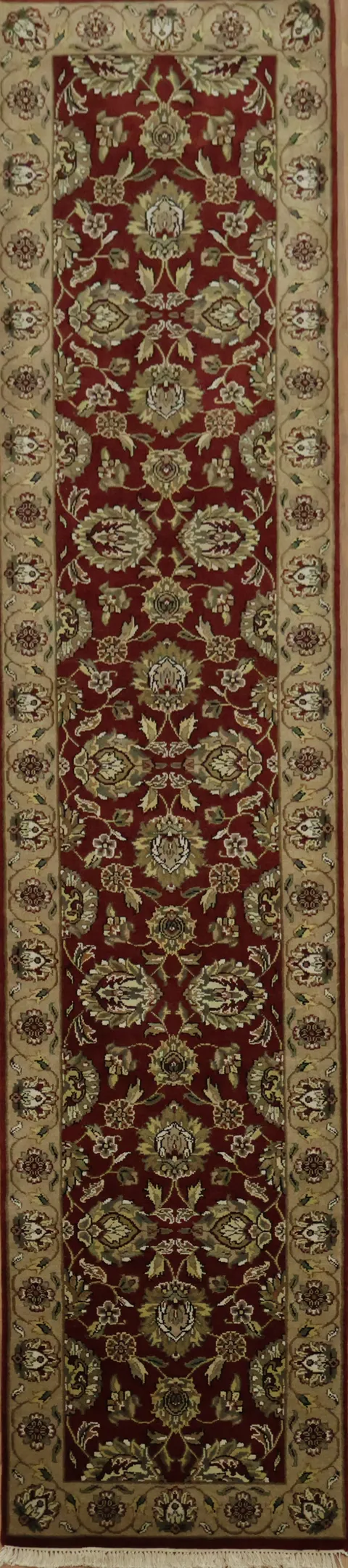 Elegant Traditional Rich Rust and Beige Agra Runner with Rich Floral Patterns 3x12