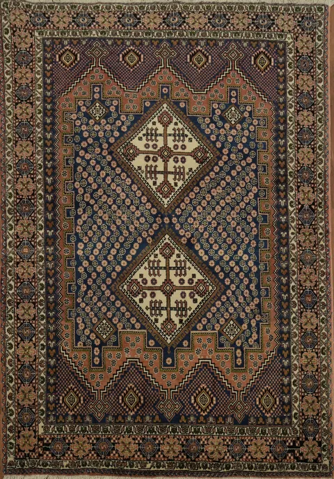 Vegetable Dye Geometric Tribal Sirjan Persian Area Rug 5x7