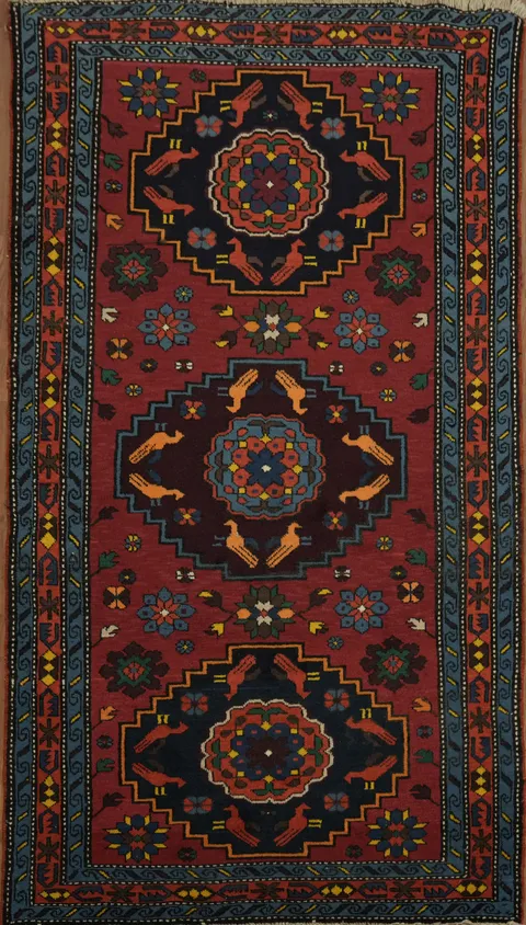 Geometric Tribal Vegetable Dye Malayer Persian Rug 4x7