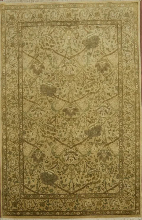 Detailed Traditional Vegetable Dye Agra Oriental Area Rug 6x9