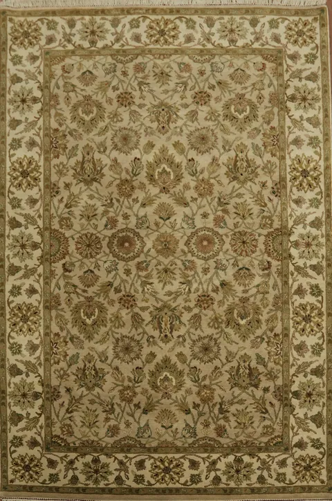 Sophisticated Floral Vegetable Dye Agra Oriental Area Rug 6x9