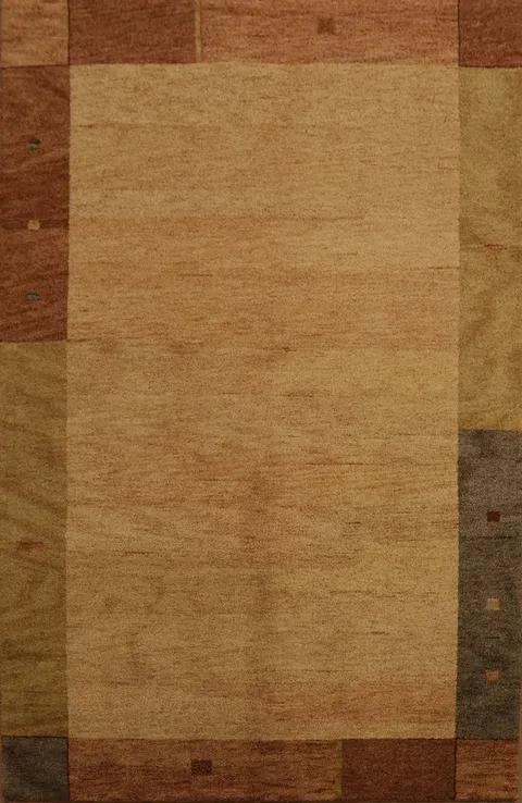 Warm Neutral Scandinavian Style Gabbeh Living Room Rug 5x8