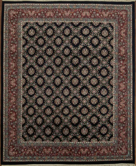 Elegant Black Vegetable Dye Kashan Oriental Area Rug 8x10