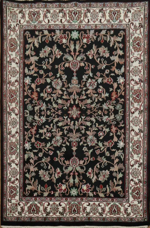 Elegant Black Agra Oriental Rug 4x6