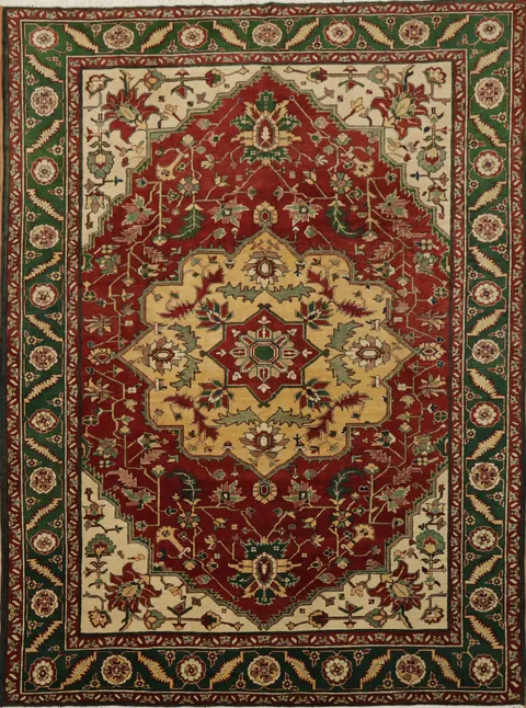 Richly Patterned Classic Heriz Serapi Oriental Area Rug 9x12