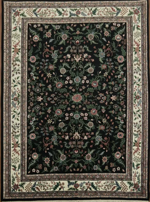 Luxurious Black Ornate Kashan Oriental Area Rug 9x12