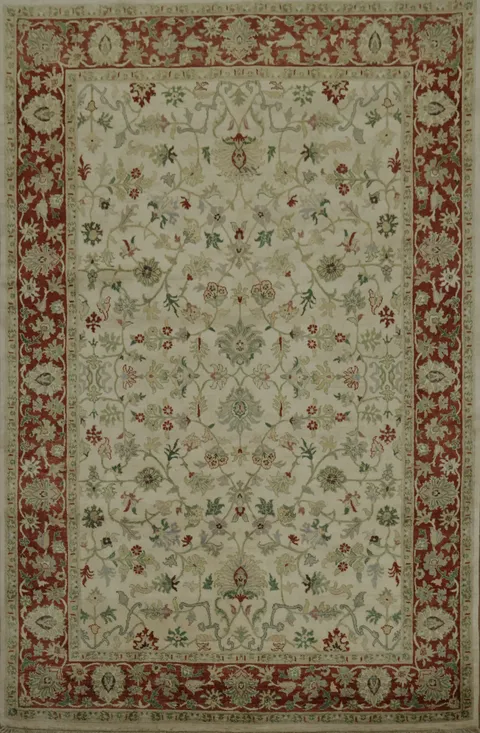 Luxury Ivory Ziegler Floral Area Rug 6x9